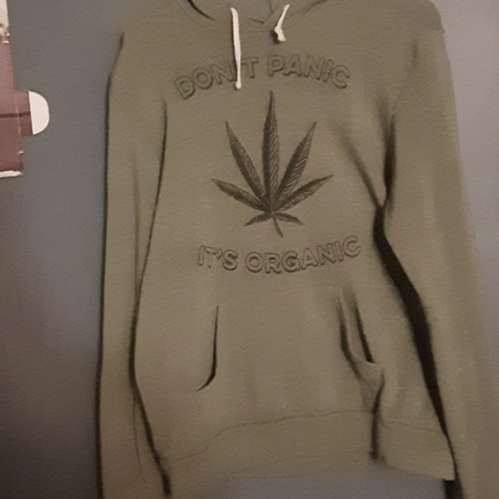 'Dont panic it's organic' hoodie size M